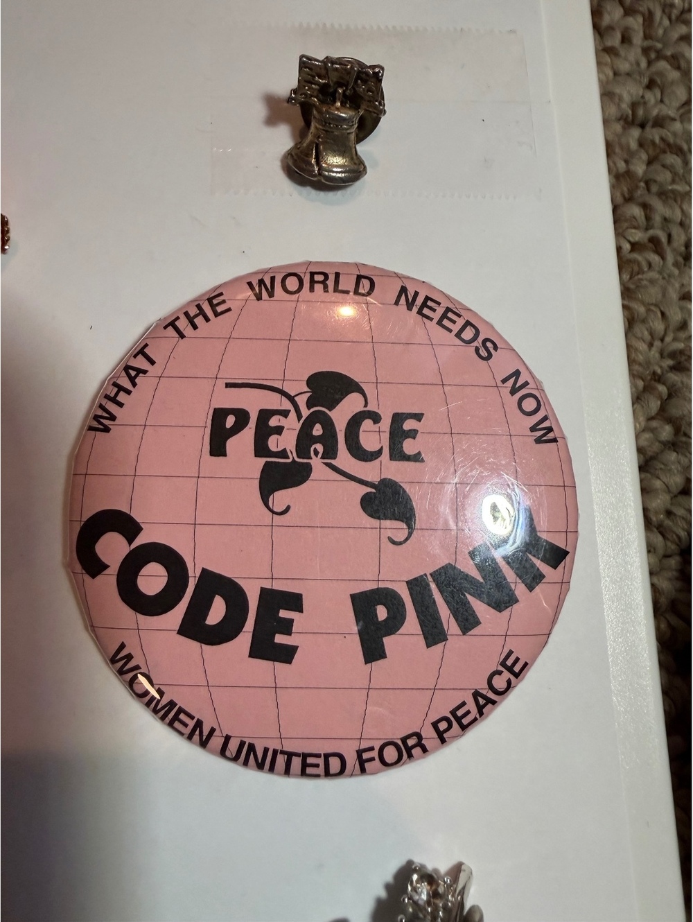Peace Code Pink pin button